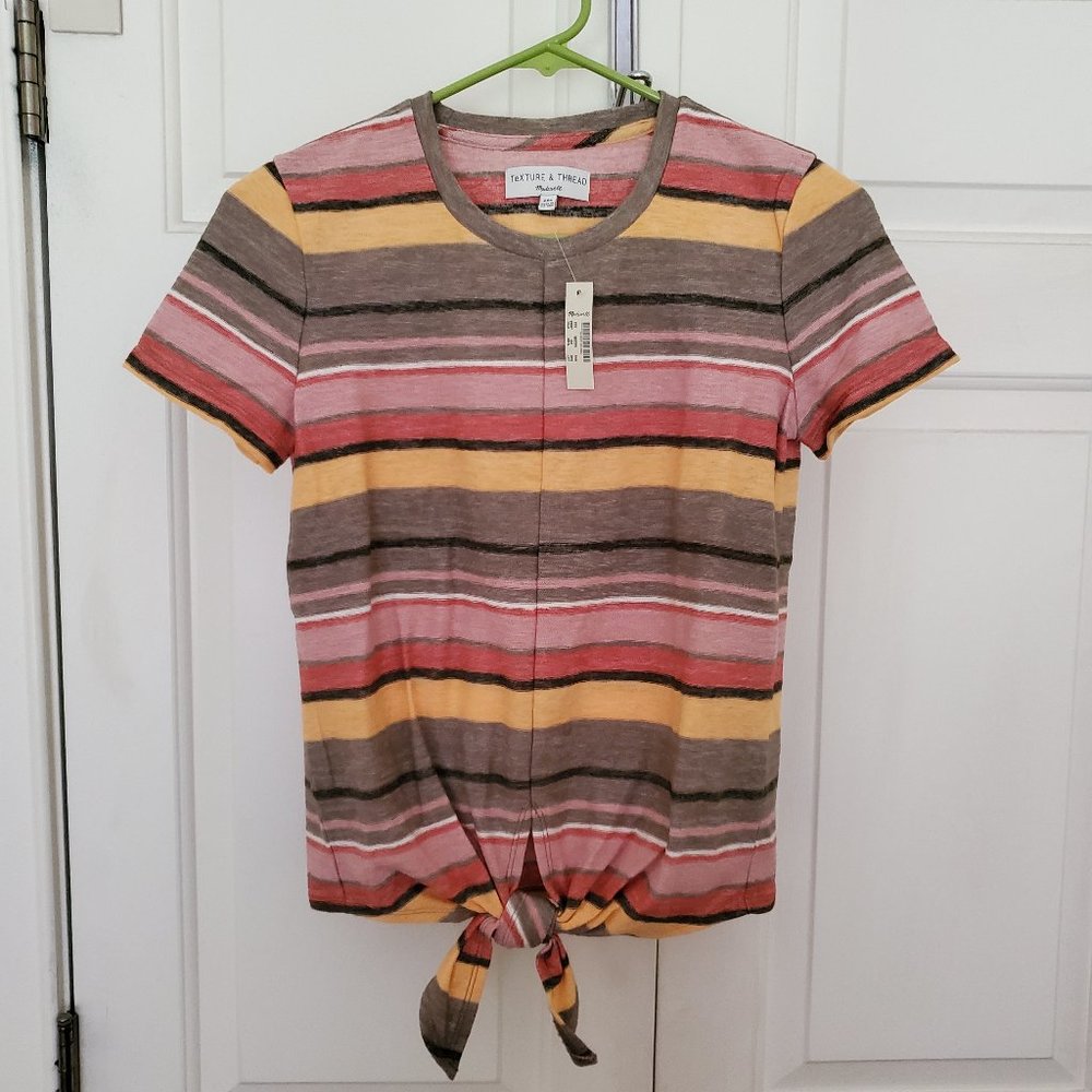 Madewell Tie Front Top with Stripes (XXS) *NWT